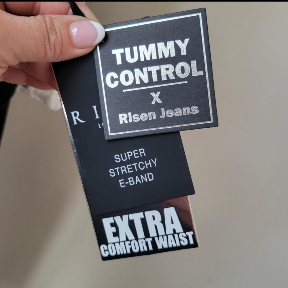 TUMMY CONTROL ELASTIC BAND HIGH RISE  STRAIGHT PANTS 0-3X Risen Jeans - Picture 3 of 8